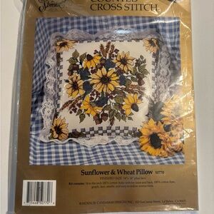 Brand New - Something Special Sunflower & Wheat Pillow Needlepoint Kit For Sale